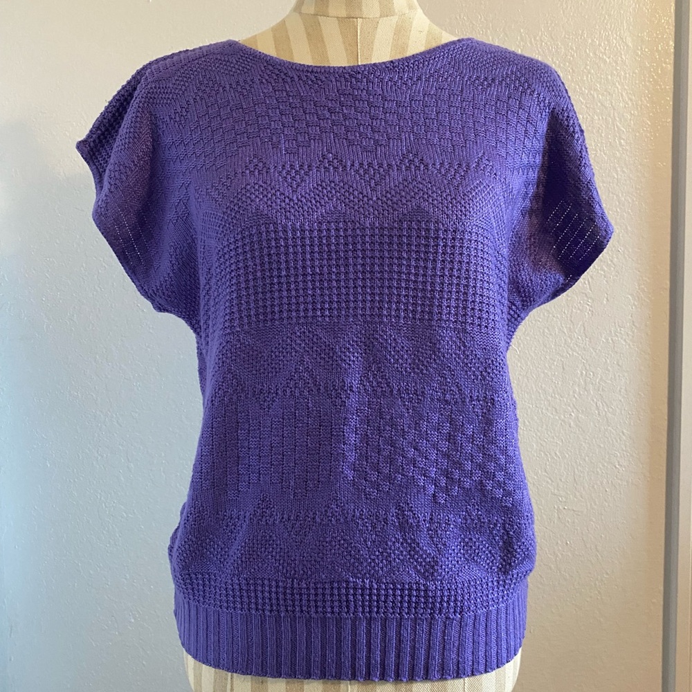1980s Vintage Purple Knit Sweater Medium